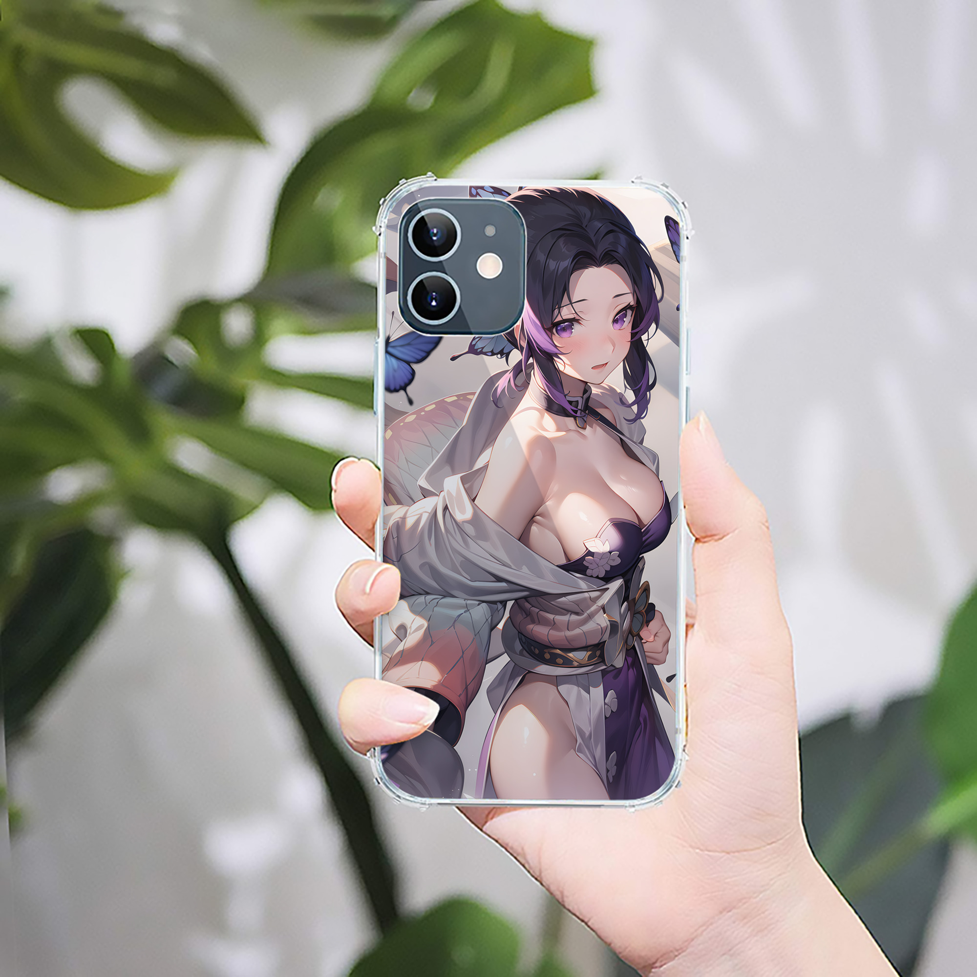 （画像用） 鬼滅の刃（きめつのやいば）蟲柱-胡蝶 しのぶ／こちょう しのぶ Kochou Shinobu 【iPhone 12シリーズ対応】透明スマホケース（クリアソフトケース）